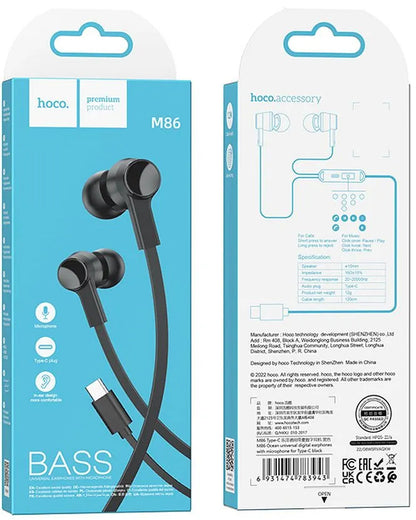 Handsfree USB-C HOCO M86, Črn