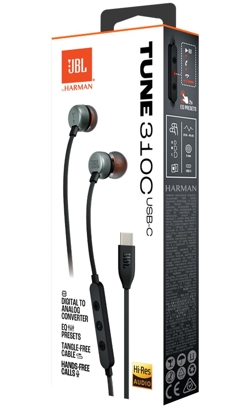 Handsfree USB-C JBL Tune 310C, Črna JBLT310CBLK