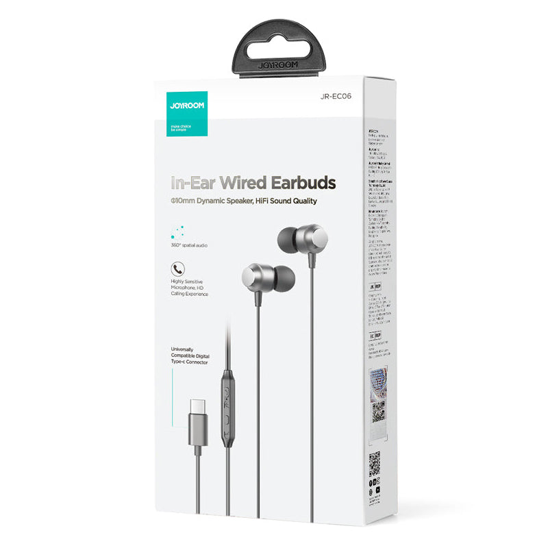 Handsfree USB-C Joyroom JR-EC06, Siv