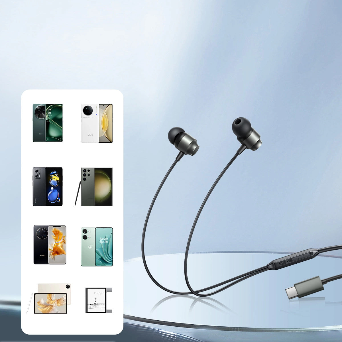 Handsfree USB-C Joyroom JR-EC06, Siv