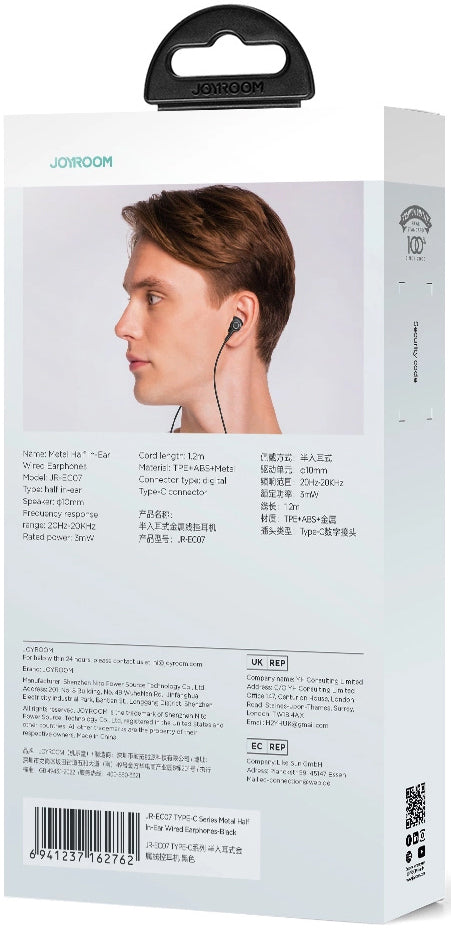 Handsfree USB-C Joyroom JR-EC07, Črna