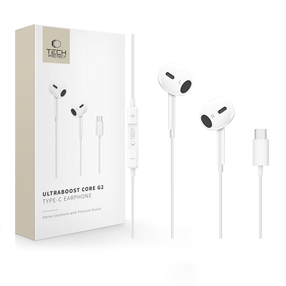 Handsfree USB-C Tech-Protect Ultraboost Core G2, Bel