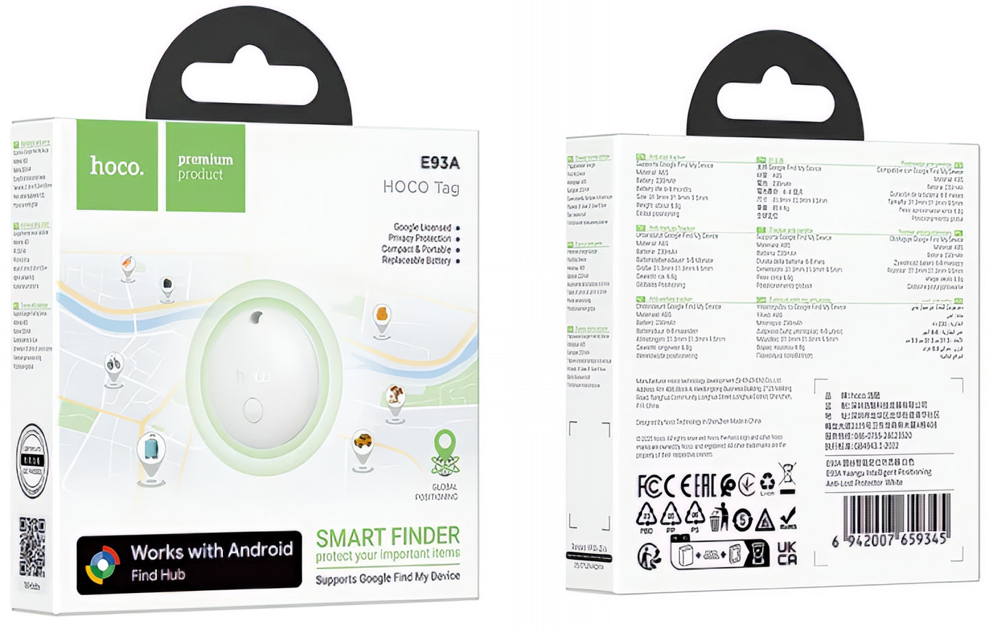 HOCO SmartTag E93A za serijo Android, črn