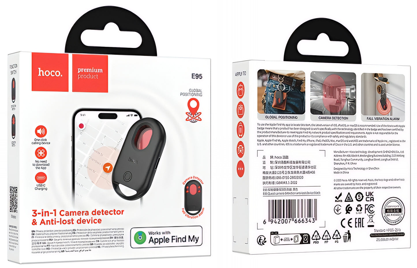 HOCO SmartTag E95 3in1 za iOS serijo, črna