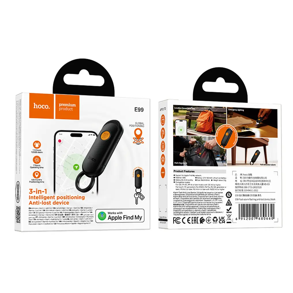 HOCO SmartTag E99 Flash za iOS serijo, črna