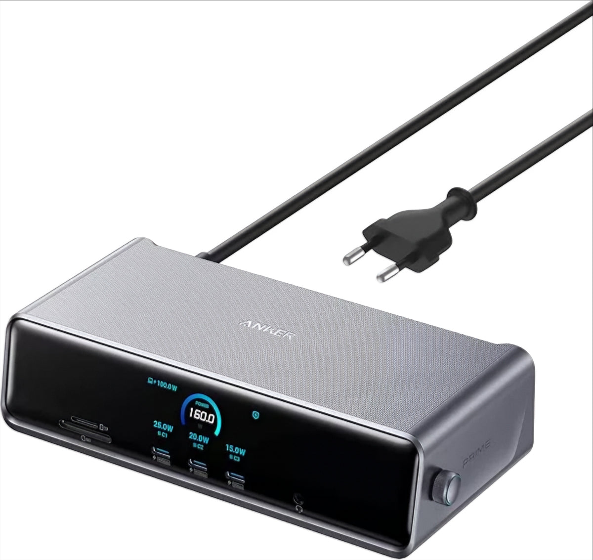 Anker Prime Multifunctional Hub, 3 x USB-A - 4 x USB-C - 1 x Display Port - 2 x HDMI - 1 x 3.5mm Jack - 1 x RJ45 - 1 x SD - 1 x microSD, Gray A83B33A1