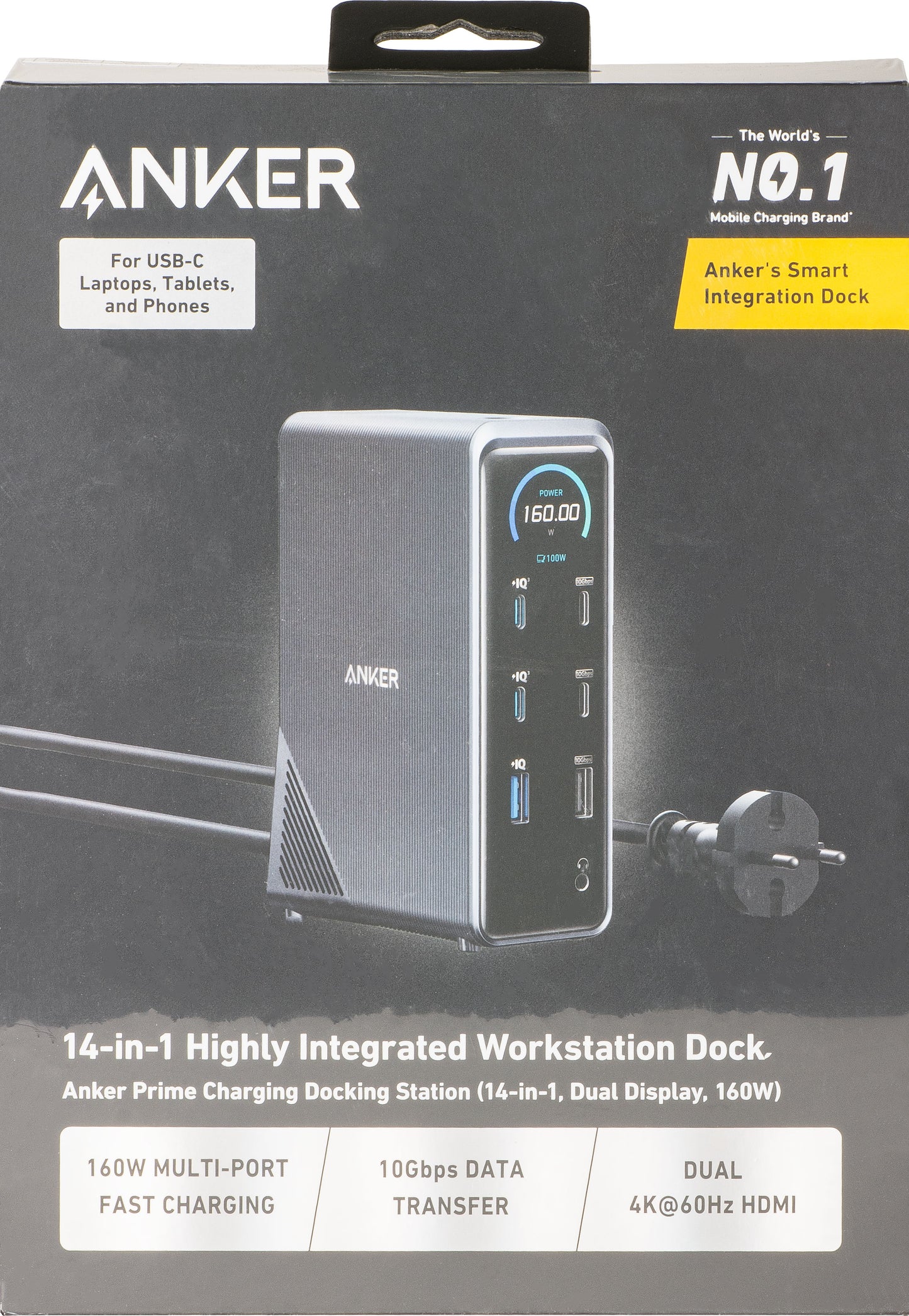 Večnamenski hub Anker Prime 737, 2 x USB-A 3.0 - 3 x USB-A - 5 x USB-C - 2 x HDMI - 1 x Jack 3.5mm - 1 x RJ45, Črn A83B63A1