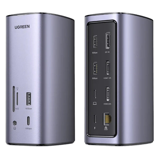 Večnamenski hub UGREEN Pro CM555, 13v1, Siv