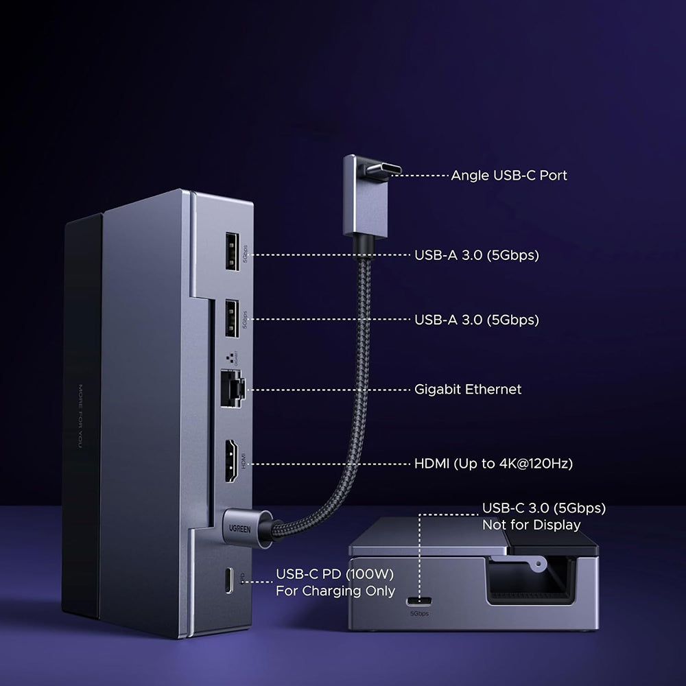 Podporni hub UGREEN 75126 za prenosno konzolo, siv
