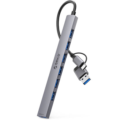 Hub USB / USB-C Orico YSA2-U3, 1 x USB-A 3.0 - 6 x USB-A, Siv