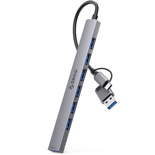 Hub USB / USB-C Orico YSA2-U3, 1 x USB-A 3.0 - 6 x USB-A, Siv