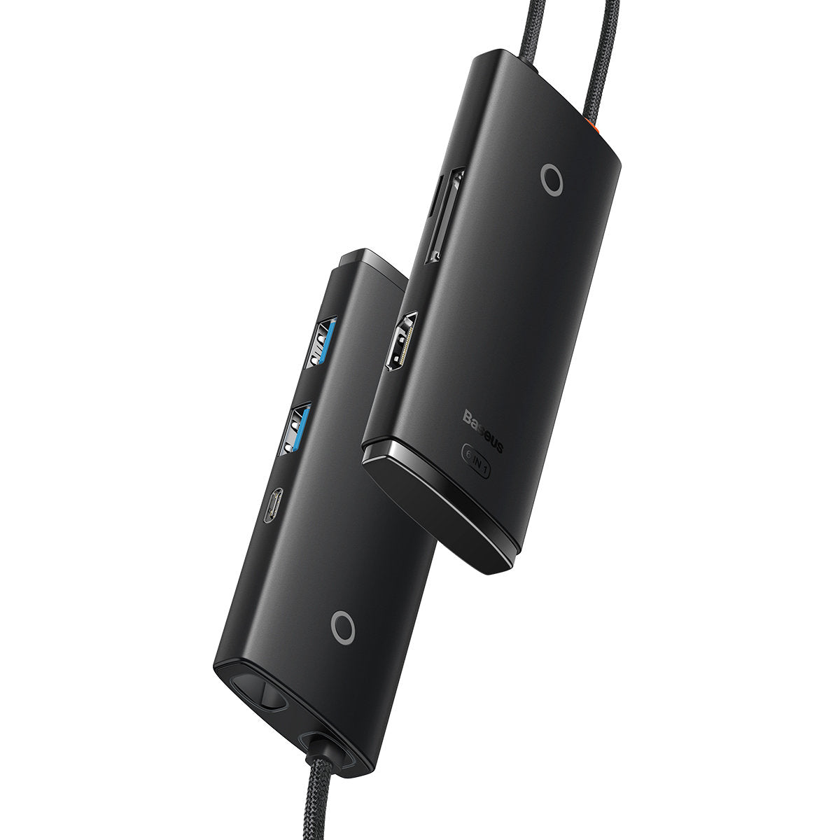 Hub USB-C Baseus, 2 x USB-A 3.0 - 1 x USB-C - 1 x HDMI - 1 x SD - 1 x microSD, Črn WKQX050001