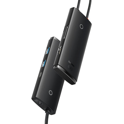 Hub USB-C Baseus, 2 x USB-A 3.0 - 1 x USB-C - 1 x HDMI - 1 x SD - 1 x microSD, Črn WKQX050001