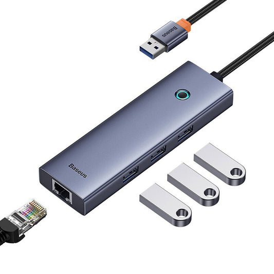 Hub USB Baseus UltraJoy, 3 x USB-A 3.0 - 1 x RJ45, Siv B0005280A813-01