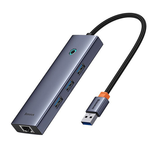 Hub USB Baseus UltraJoy, 3 x USB-A 3.0 - 1 x RJ45, Siv B0005280A813-01