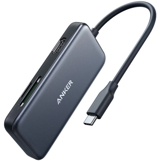 Hub USB-C Anker, 2 x USB-A 3.0 - 1 x HDMI - 1 x SD - 1 x microSD, Črn A8334HA1