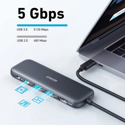 Hub USB-C Anker 332, 2 x USB-A - 2 x USB-C - 1 x HDMI, Siv A8355H11