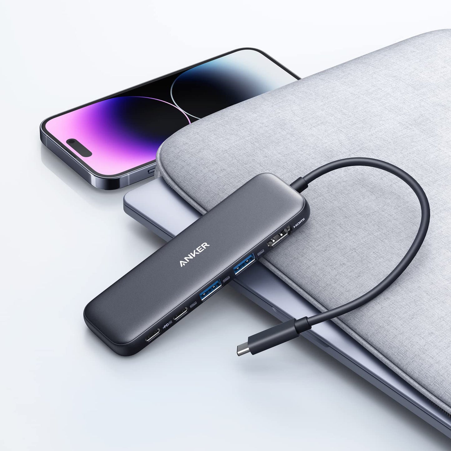 Hub USB-C Anker 332, 2 x USB-A - 2 x USB-C - 1 x HDMI, Siv A8355H11