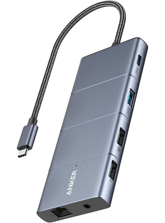 USB-C razširjevalnik Anker PowerExpand, 1 x USB-A 3.2 - 2 x USB-A - 2 x USB-C - 1 x Display Port - 1 x HDMI - 1 x priključek 3,5 mm - 1 x RJ45 - 1 x SD - 1 x microSD, siva