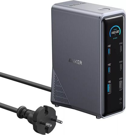 Hub USB-C Anker Prime 737, 2 x USB-A 3.0 - 3 x USB-A - 5 x USB-C - 2 x HDMI - 1 x Jack 3.5mm - 1 x RJ45, Črn A83B63A1