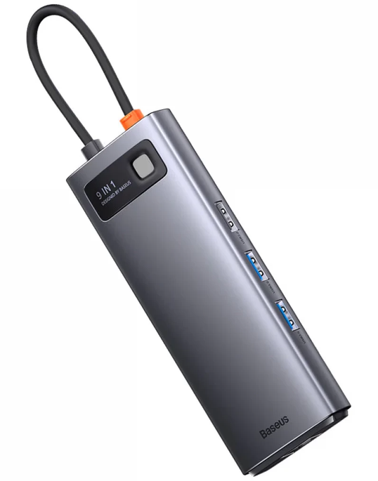 USB-C Hub Baseus Joystar, 2 x USB-A 3.2 - 1 x USB-A - 1 x USB-C - 2 x HDMI - 1 x RJ45 - 1 x SD - 1 x microSD, Siva WKWG060013