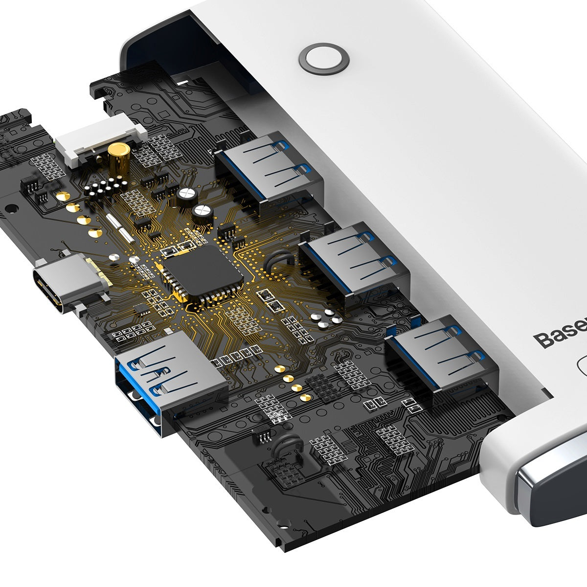 USB-C Hub Baseus Lite, 4 x USB-A 3.2, 2m, Bel