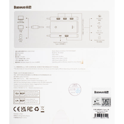 USB-C Hub Baseus Lite, 4 x USB-A 3.2, 2m, Bel