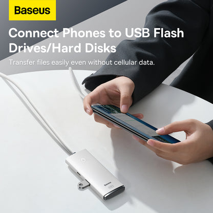 USB-C Hub Baseus Lite, 4 x USB-A 3.2, 2m, Bel