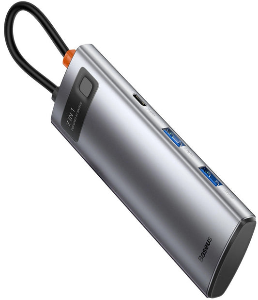Hub USB-C Baseus Metal Gleam, 2 x USB-A 3.0 - 2 x USB-C - 1 x HDMI - 1 x SD - 1 x microSD, Siv WKWG020113