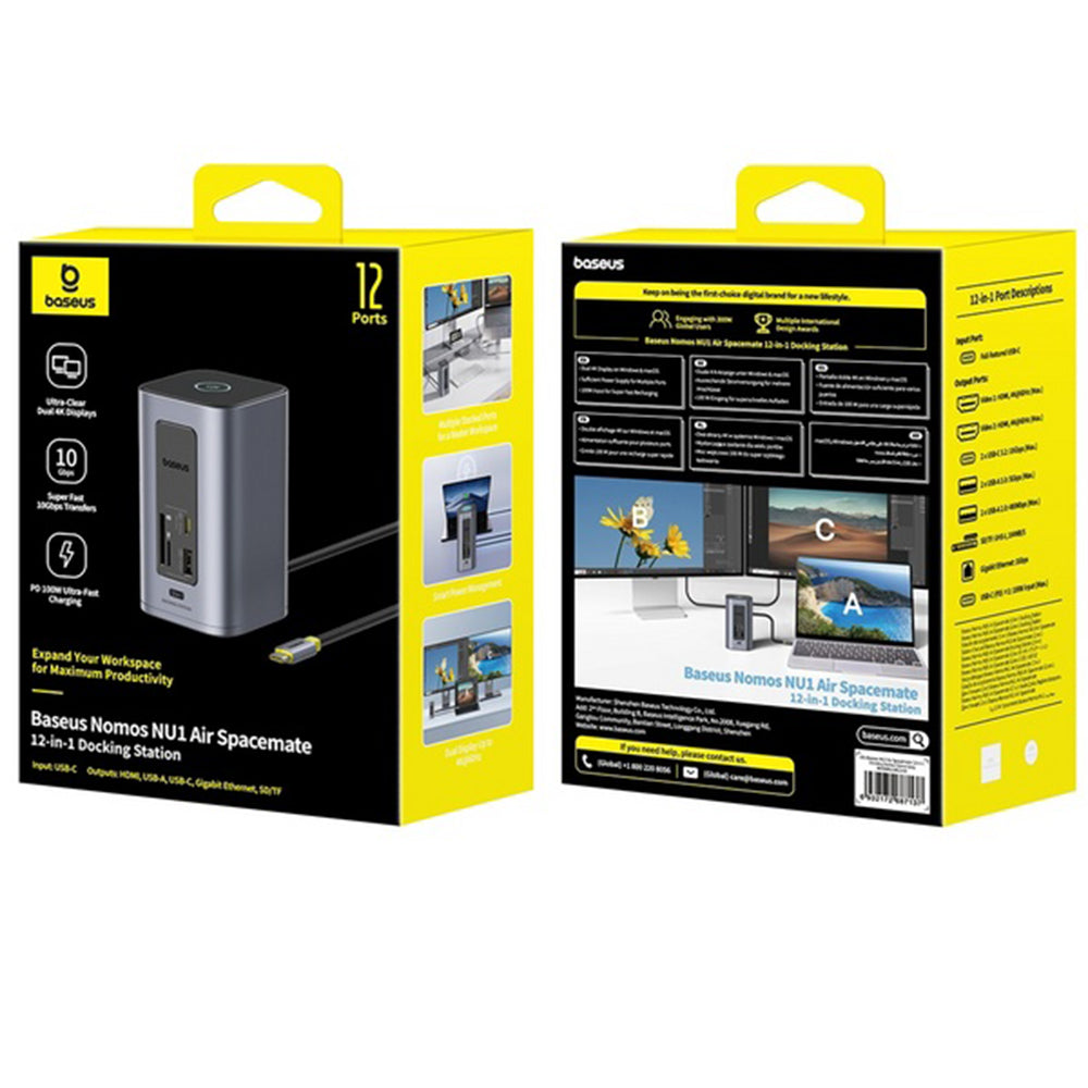 Hub USB-C Baseus NU1 Air Spacemate, 12in1, Siv B00061800123-00