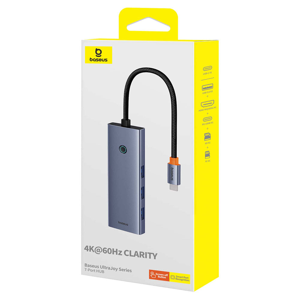 Hub USB-C Baseus UltraJoy, 3 x USB-A 3.0 - 1 x USB-C - 1 x HDMI - 1 x SD - 1 x microSD, Siv B00052803811-00