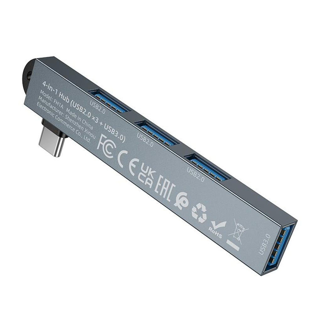 USB-C Hub Borofone FH1A, 4v1, Siva