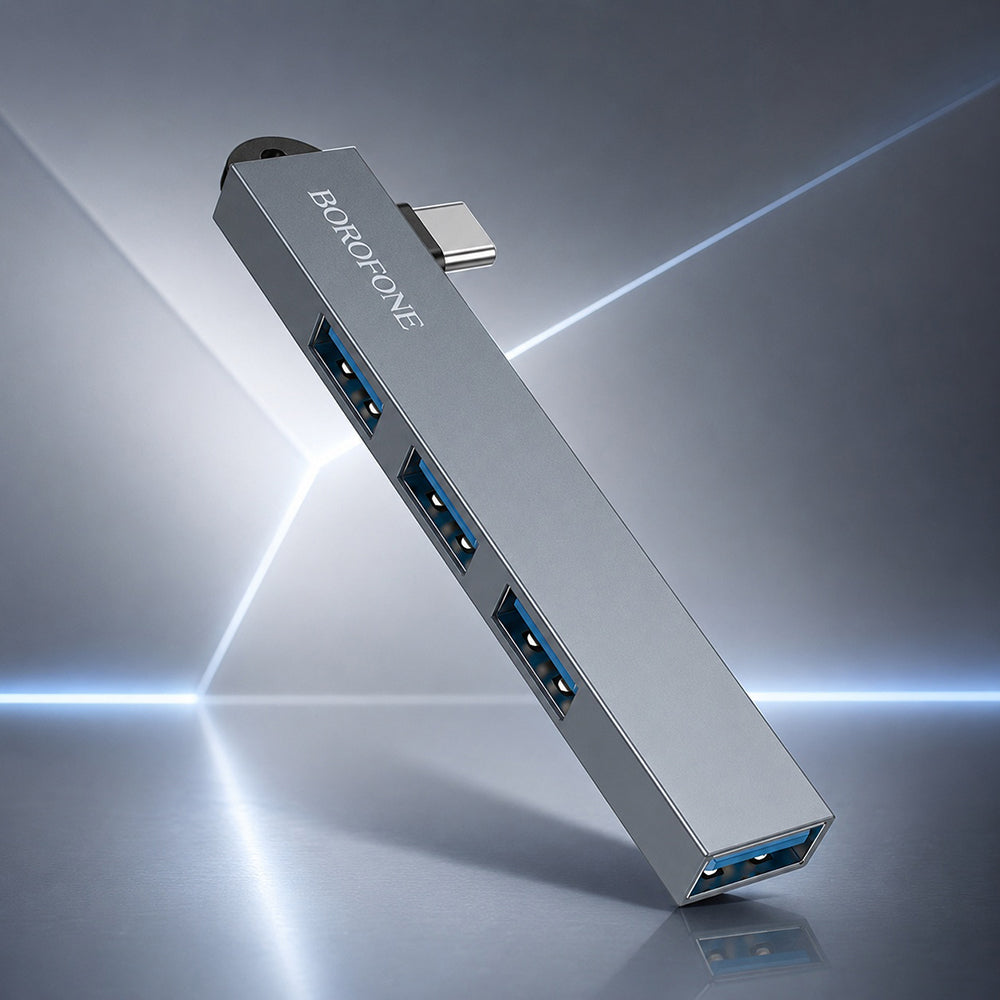 USB-C Hub Borofone FH1A, 4v1, Siva