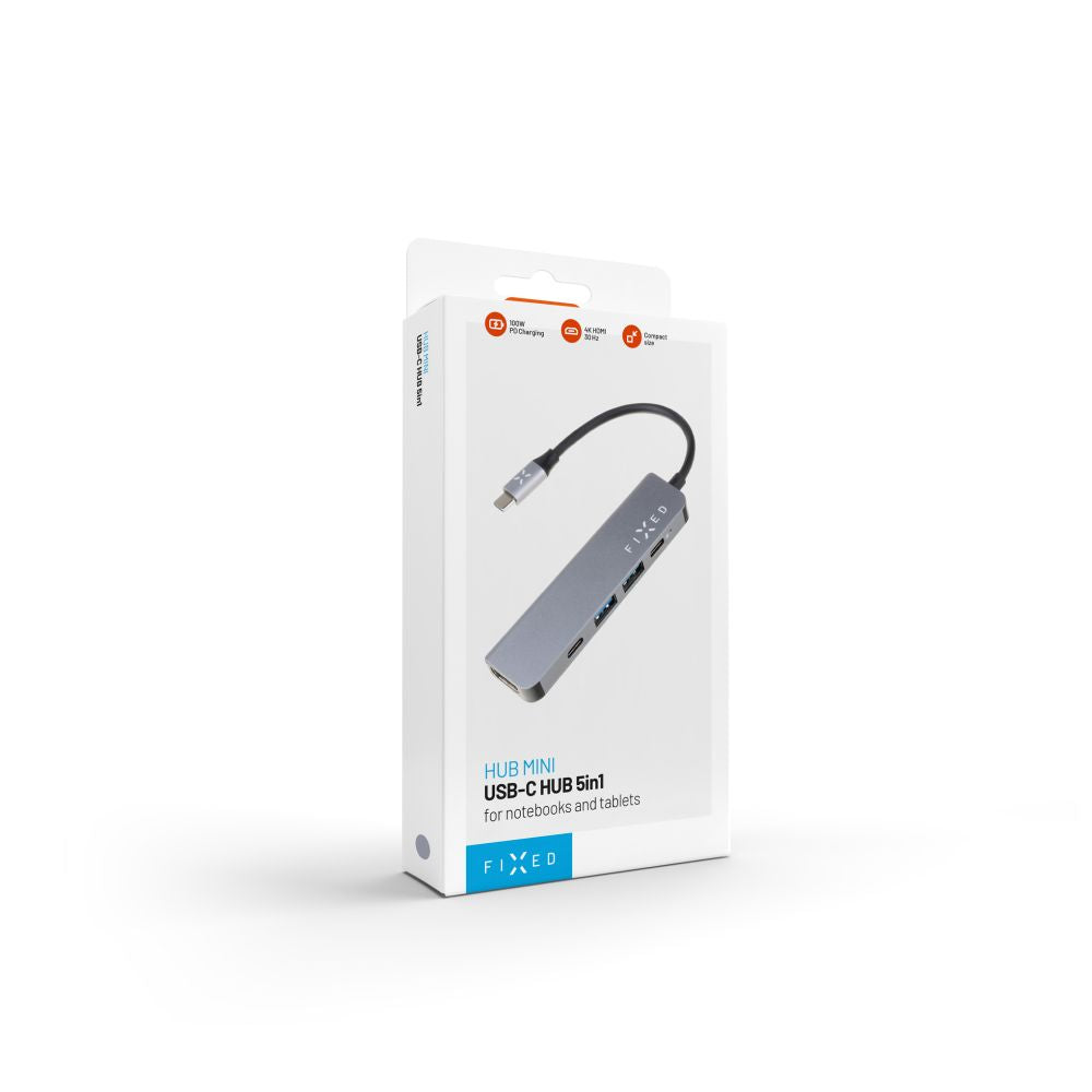 Hub USB-C Fixed, 4in1, Siv