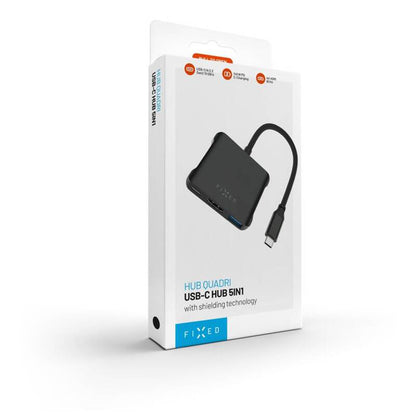 Hub USB-C Fixed Quadri, 5v1, Črn