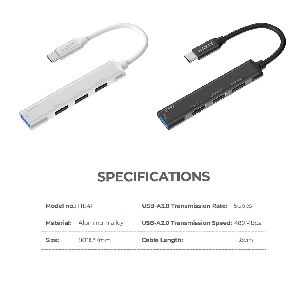USB-C Hub HAVIT HB41, 4v1, Srebrn