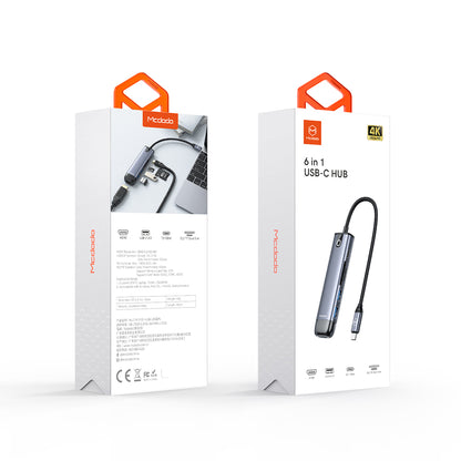 Hub USB-C McDodo HU-7740, 6v1, Siv