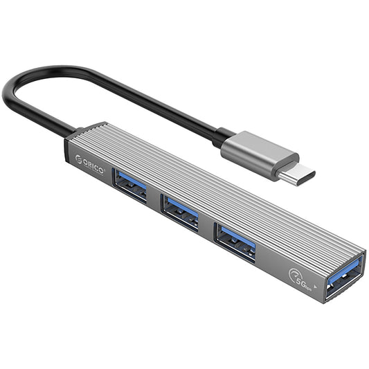 Hub USB-C Orico AH-A13, 1 x USB-A 3.0 - 3 x USB-A, Siv