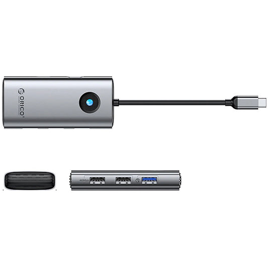 USB-C razdelilnik Orico PW11-5P, 1 x USB-A 3.0 - 2 x USB-A - 1 x USB-C - 1 x HDMI, Siva