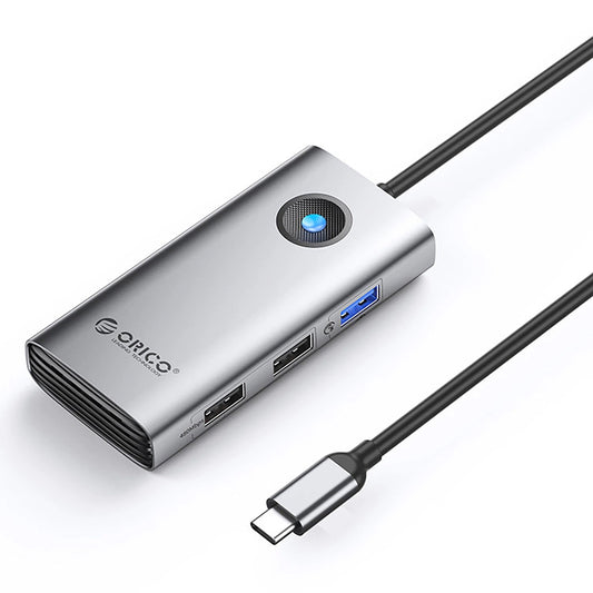 USB-C razdelilnik Orico PW11-5P, 1 x USB-A 3.0 - 2 x USB-A - 1 x USB-C - 1 x HDMI, Siva