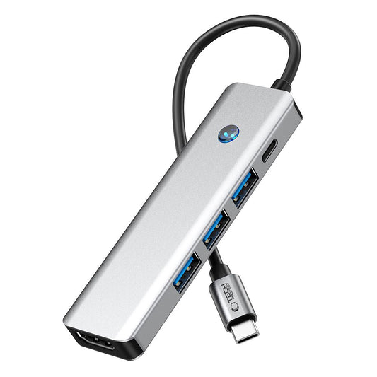 Hub USB-C Tech-Protect HB01, 1 x USB-A 3.0 - 2 x USB-A - 1 x USB-C - 1 x HDMI, Siv