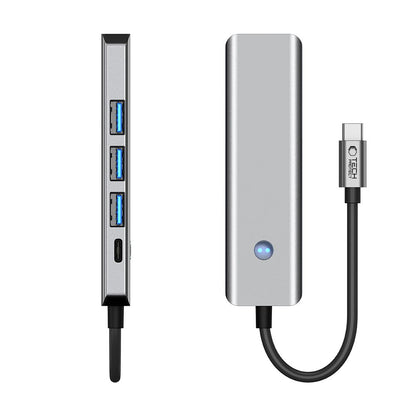 Hub USB-C Tech-Protect HB01, 1 x USB-A 3.0 - 2 x USB-A - 1 x USB-C - 1 x HDMI, Siv
