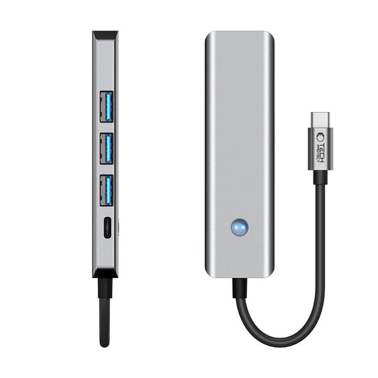 Hub USB-C Tech-Protect HB01, 1 x USB-A 3.0 - 2 x USB-A - 1 x USB-C - 1 x HDMI, Siv