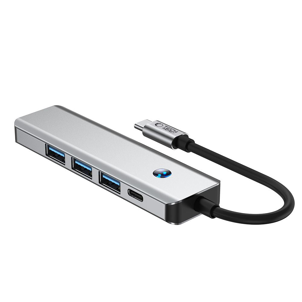 Hub USB-C Tech-Protect HB01, 1 x USB-A 3.0 - 2 x USB-A - 1 x USB-C - 1 x HDMI, Siv