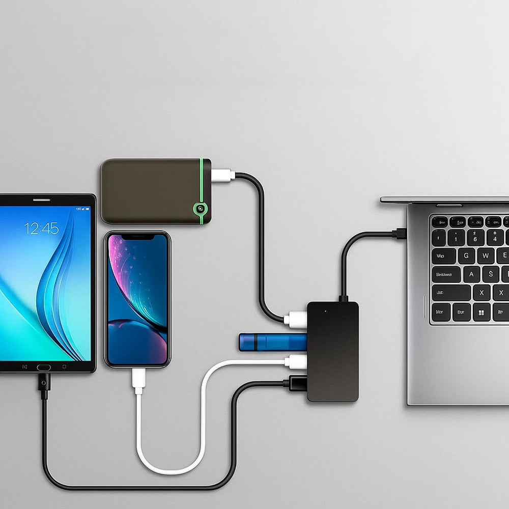 Hub USB-C Techsuit H16 QuantumNode, 4v1, Črn