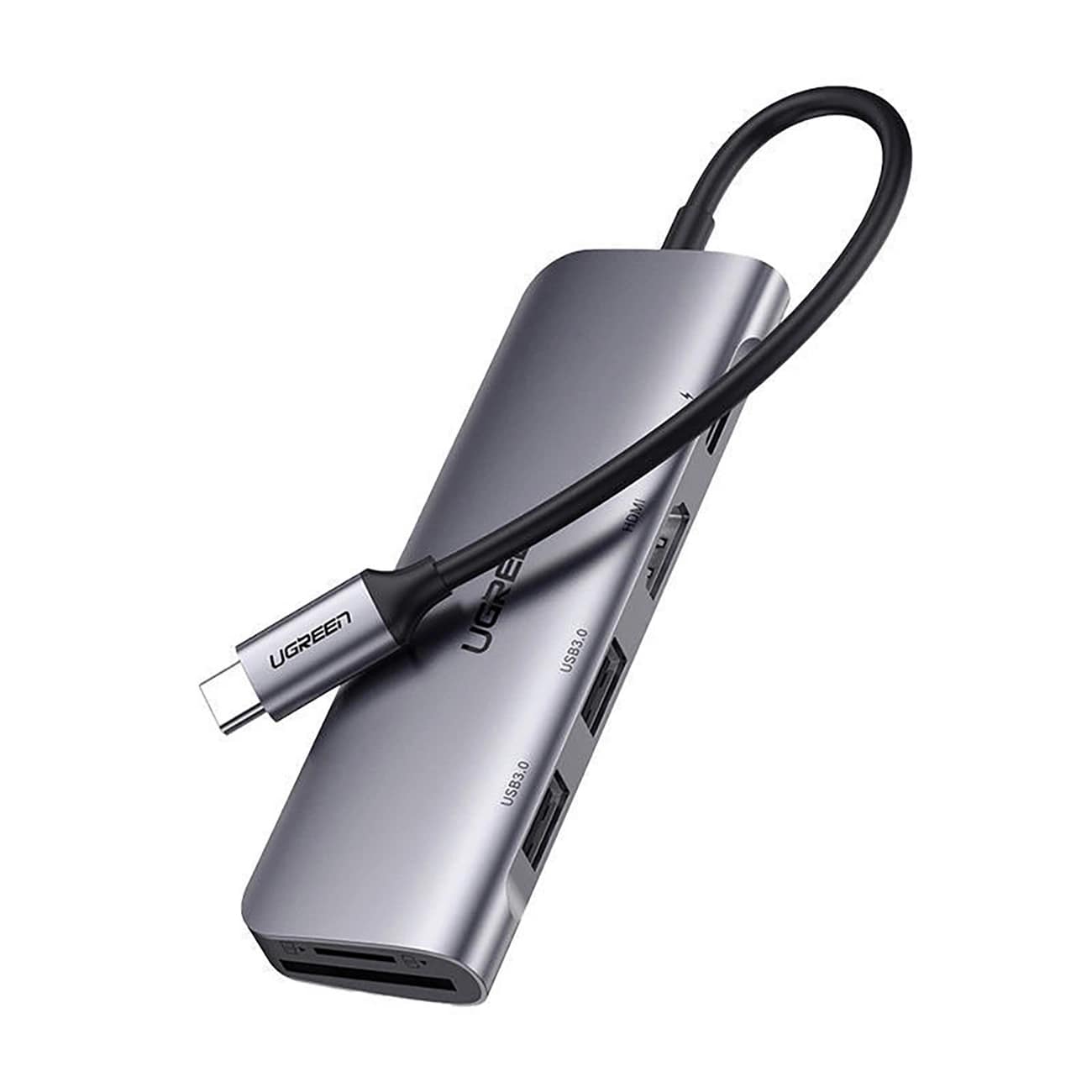 Hub USB-C UGREEN CM195 (15214), 2 x USB-A 3.0 - 1 x USB-C - 1 x HDMI - 1 x SD - 1 x microSD, Siv