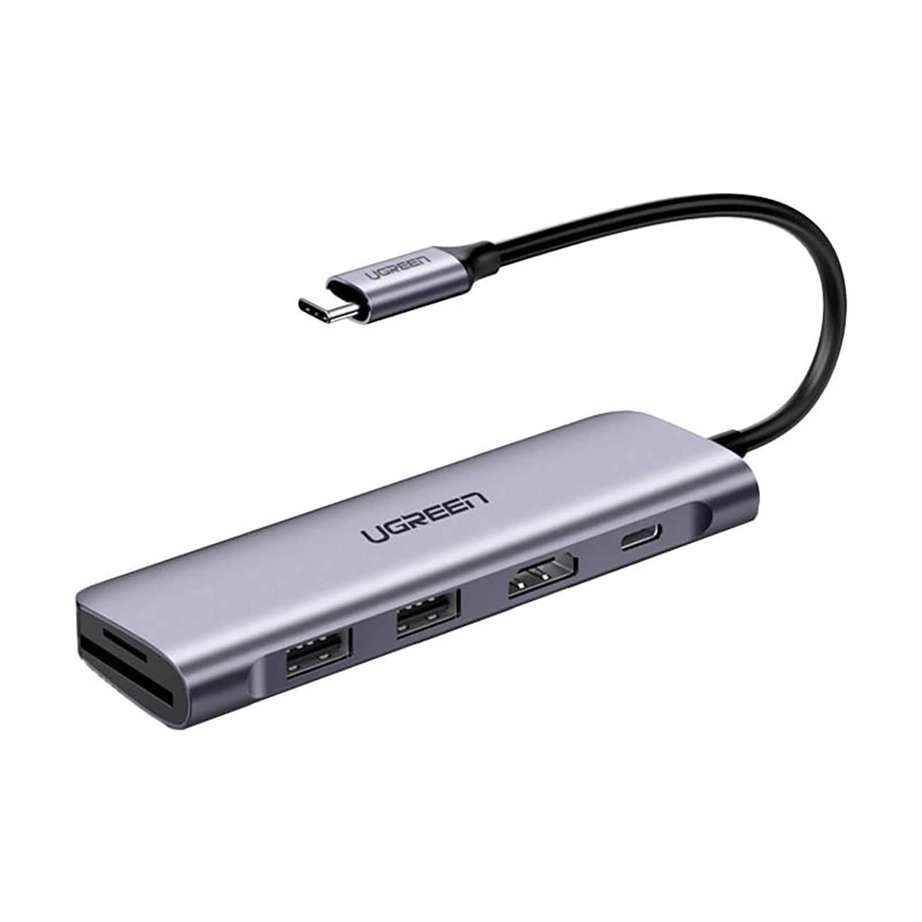 Hub USB-C UGREEN CM195 (15214), 2 x USB-A 3.0 - 1 x USB-C - 1 x HDMI - 1 x SD - 1 x microSD, Siv