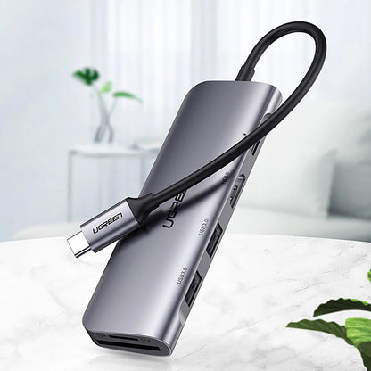 Hub USB-C UGREEN CM195 (15214), 2 x USB-A 3.0 - 1 x USB-C - 1 x HDMI - 1 x SD - 1 x microSD, Siv