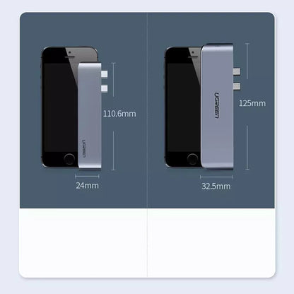 Hub USB-C UGREEN CM251 za Apple MacBook Pro / Air, 3 x USB-A 3.0 - 1 x USB-C - 1 x SD - 1 x microSD, Siv
