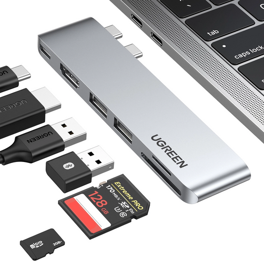 USB-C razdelilnik UGREEN CM380 (80856) za Apple MacBook Pro / Air serijo, 2 x USB-A 3.0 - 1 x USB-C - 1 x HDMI - 1 x SD - 1 x microSD